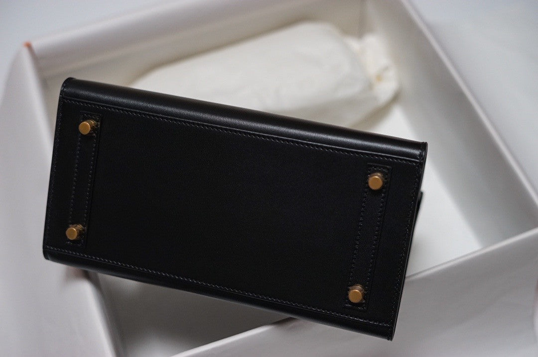 Hermes Birkin 25 Sellier Box Leather Gold Hardware