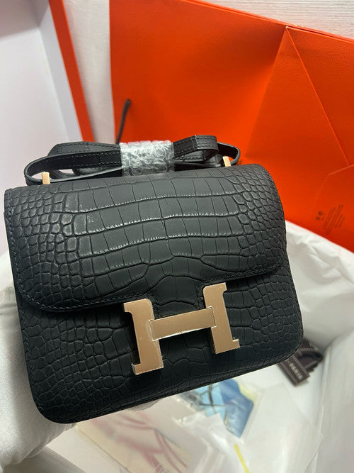 Hermes Matt Black Constance 18 Alligator