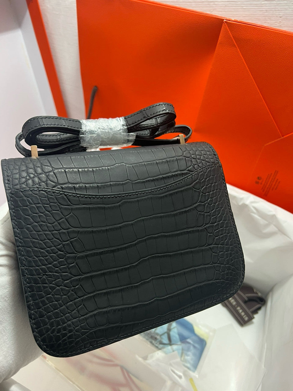 Hermes Matt Black Constance 18 Alligator
