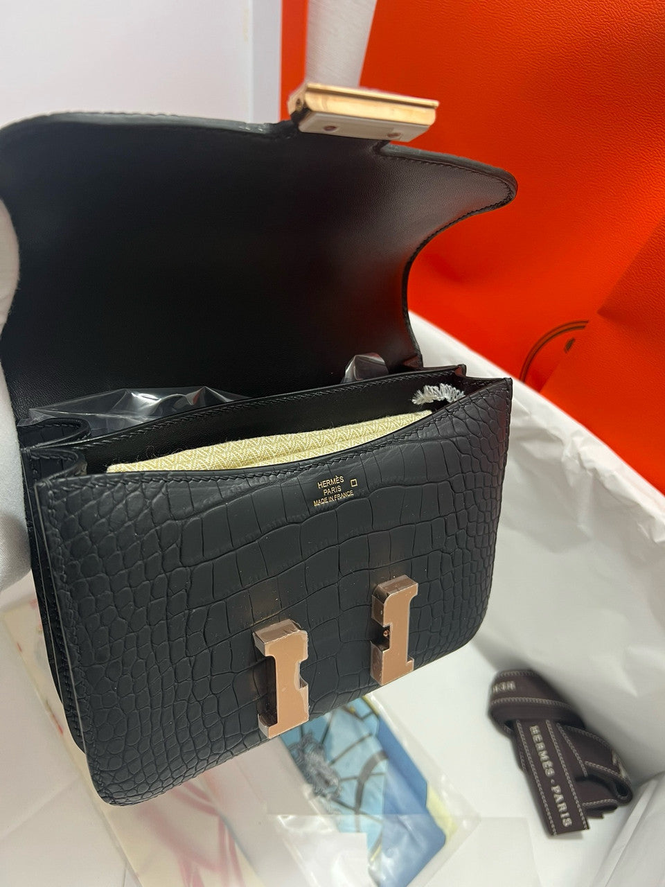 Hermes Matt Black Constance 18 Alligator