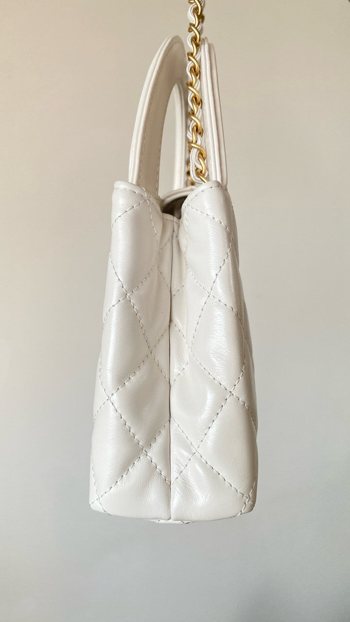 Chanel Kelly Mini Shopping Bag White