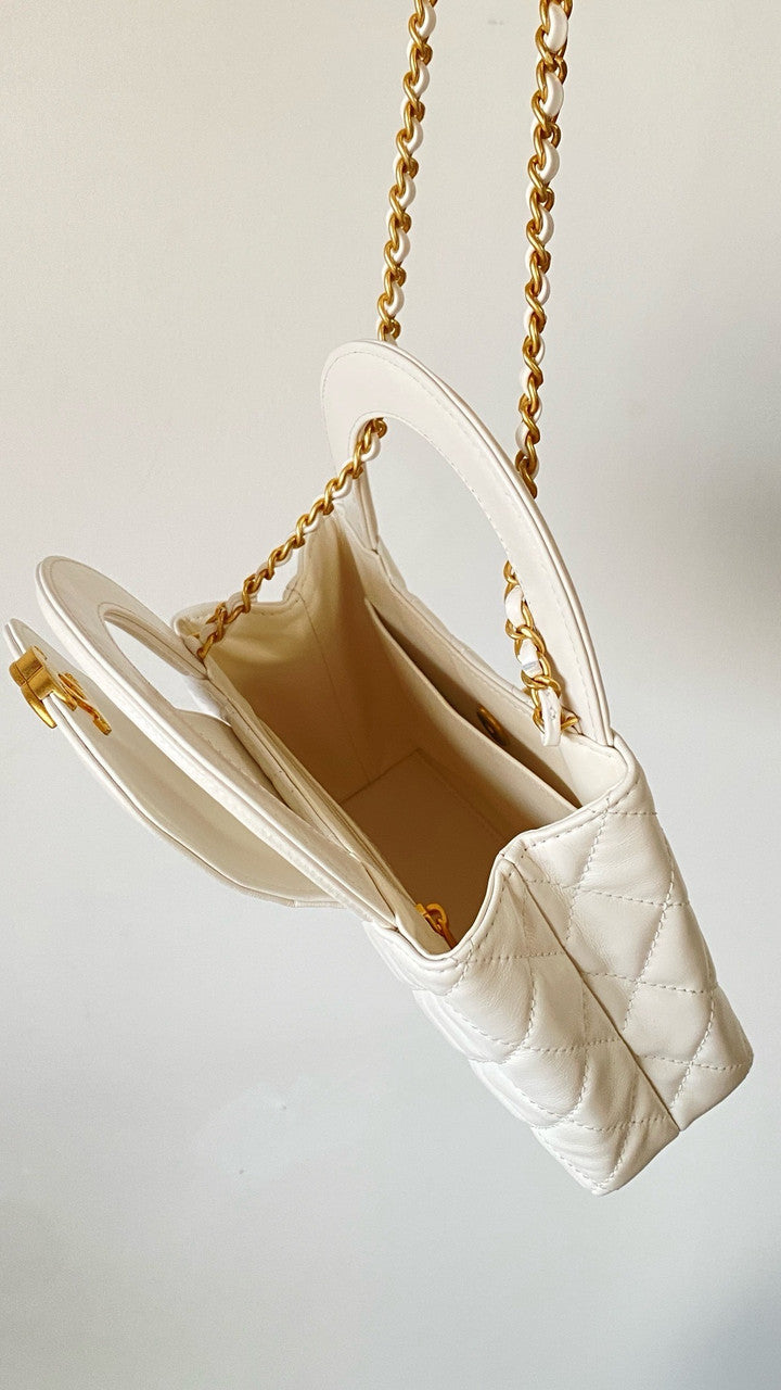 Chanel Kelly Mini Shopping Bag White