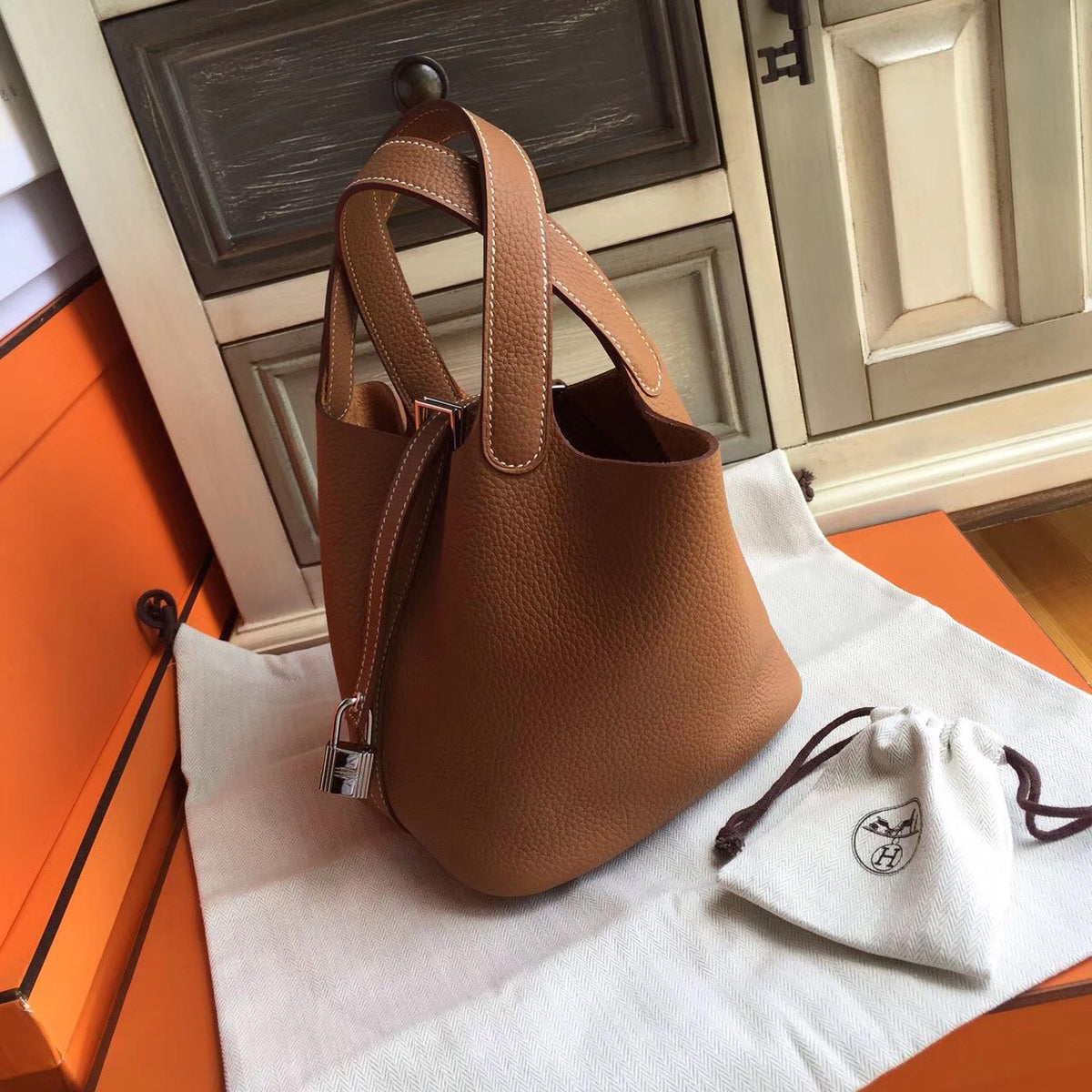 Hermes Gold Picotin Lock 18 Togo Leather Bag