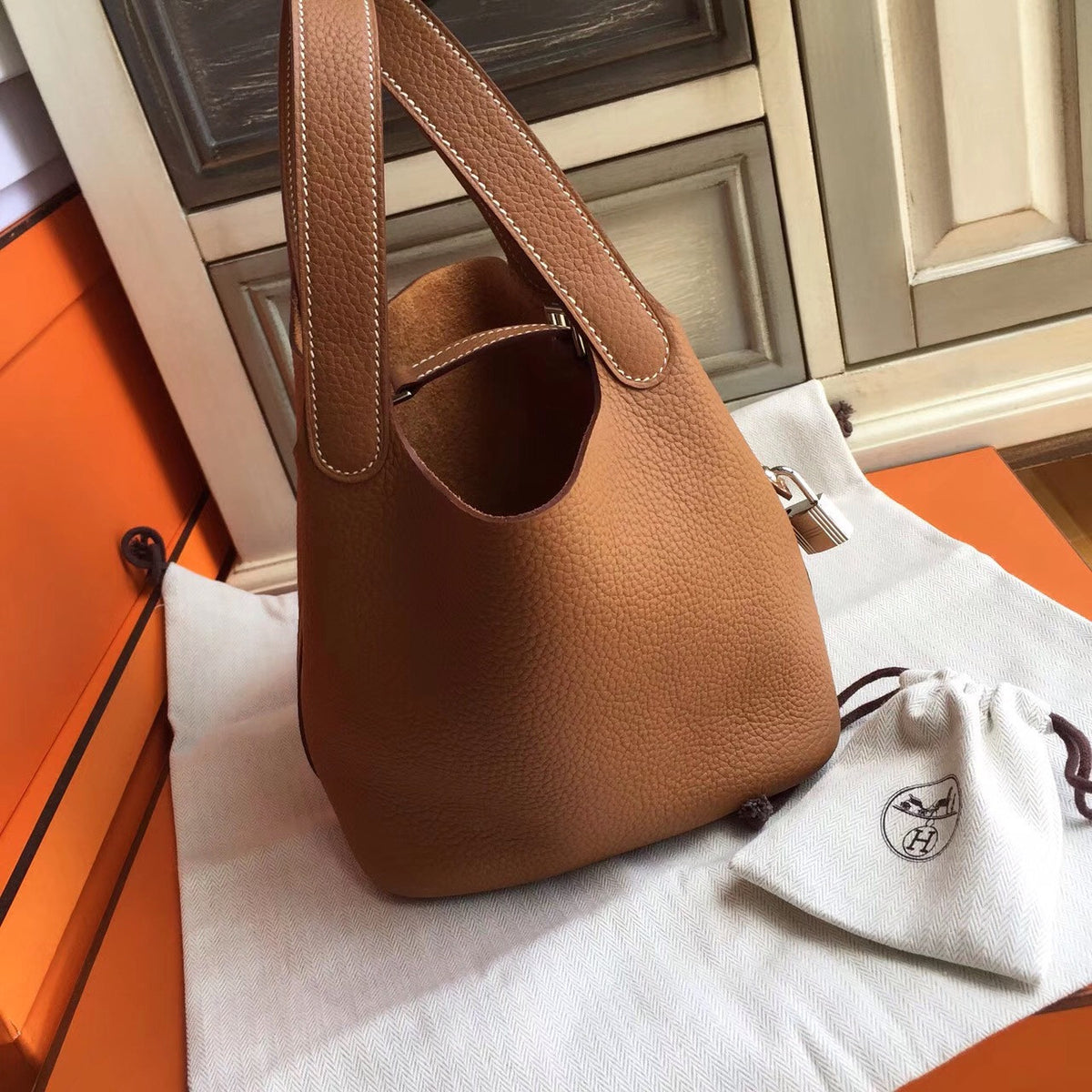 Hermes Gold Picotin Lock 18 Togo Leather Bag