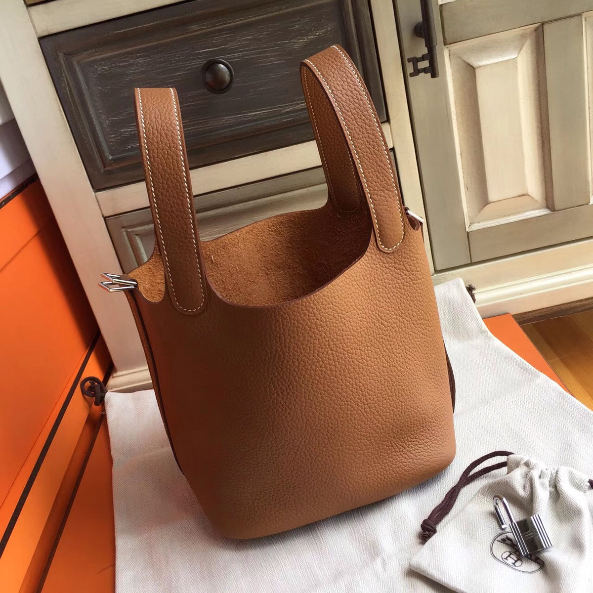 Hermes Gold Picotin Lock 18 Togo Leather Bag