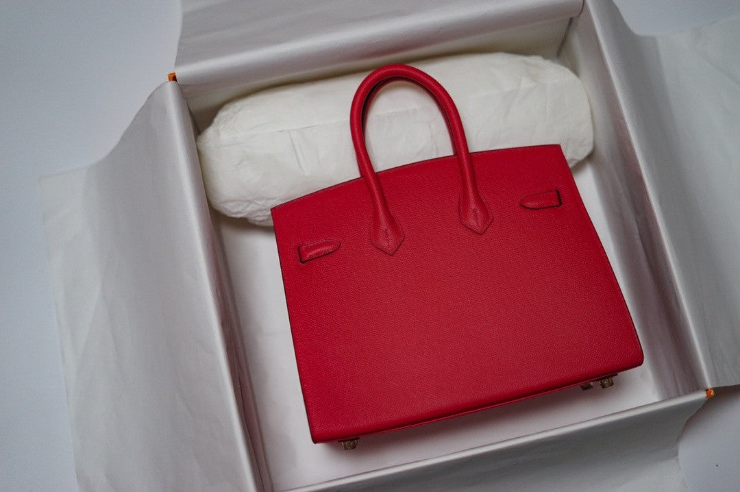 [Exclusive] Hermes Red Birkin 20cm Epsom Gold Hardware