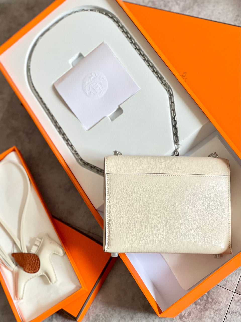 Hermes Verrou Chaine mini bag 17cm Craie Chevre Mysore