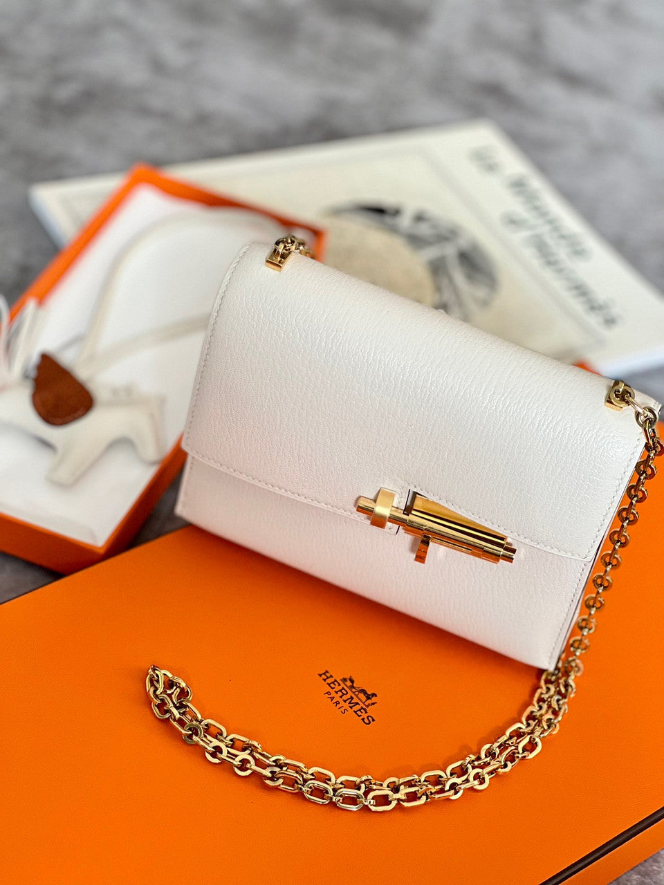 Hermes Verrou Chaine mini bag 17cm Craie Chevre Mysore