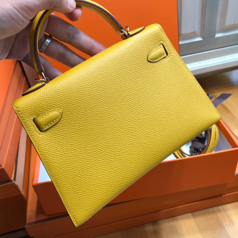 Hermès  9D Amber Mini Kelly II Epsom leather Palladium hardware