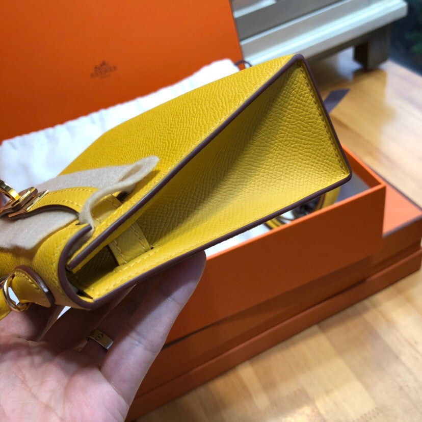 Hermès  9D Amber Mini Kelly II Epsom leather Palladium hardware