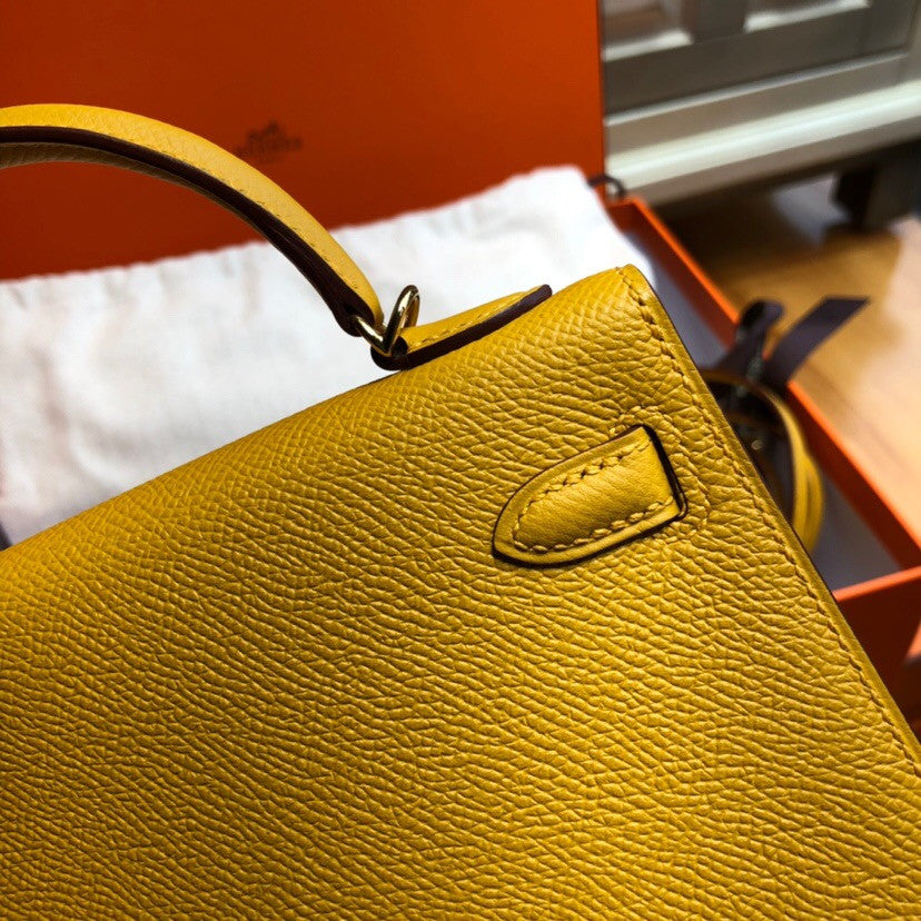 Hermès  9D Amber Mini Kelly II Epsom leather Palladium hardware