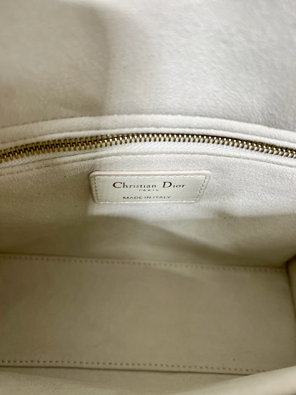 Christian Dior SMALL LADY DIOR BAG White Cannage Lambskin with Gold-Finish Butterfly Studs