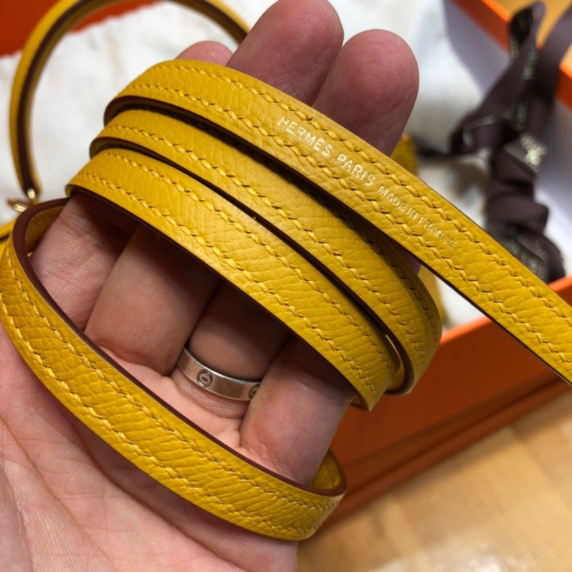 Hermès  9D Amber Mini Kelly II Epsom leather Palladium hardware
