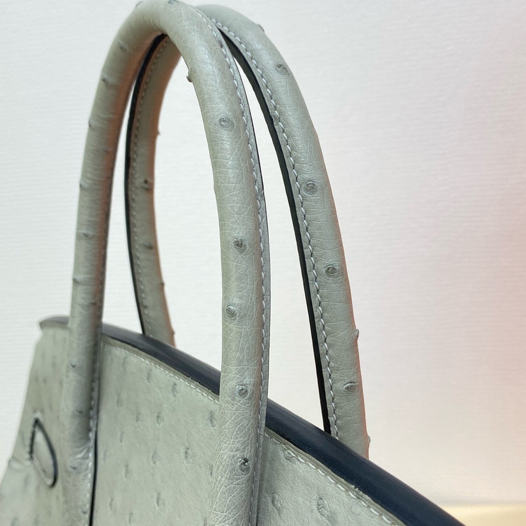 Hermes Gris Mouette Birkin Bag 30cm KK Ostrich Leather Gold Hardware