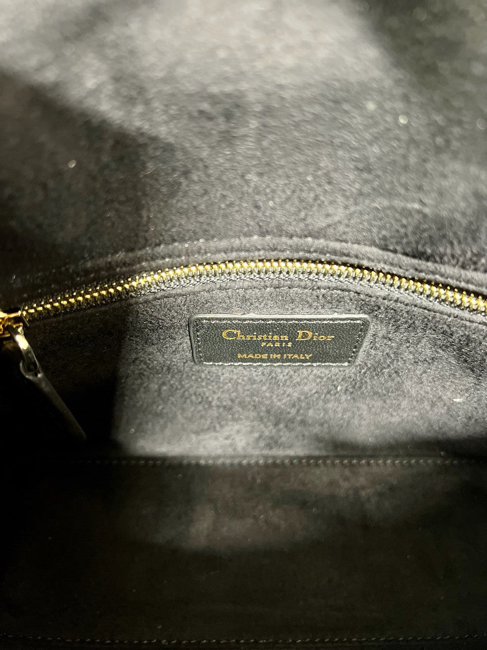 Christian Dior SMALL LADY DIOR BAG Black Cannage Lambskin with Gold-Finish Butterfly Studs
