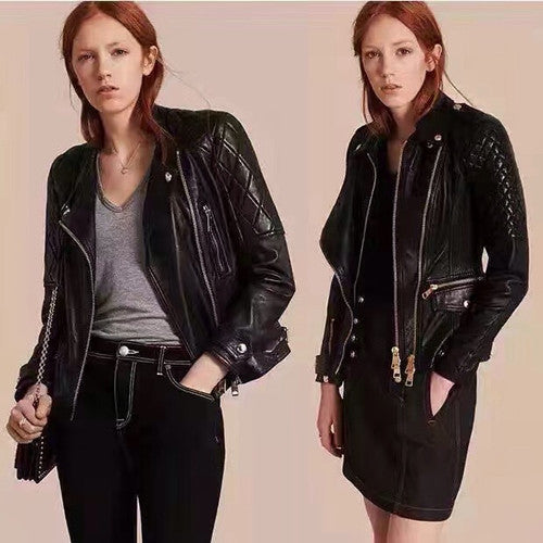 Burberry QUILTED DETAIL LAMBSKIN BIKER JACKET