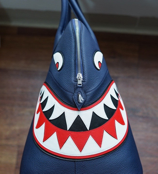 Hermes limited edition Bleu Nuit Togo Leather Shark Bolide 45 with palladium hardware