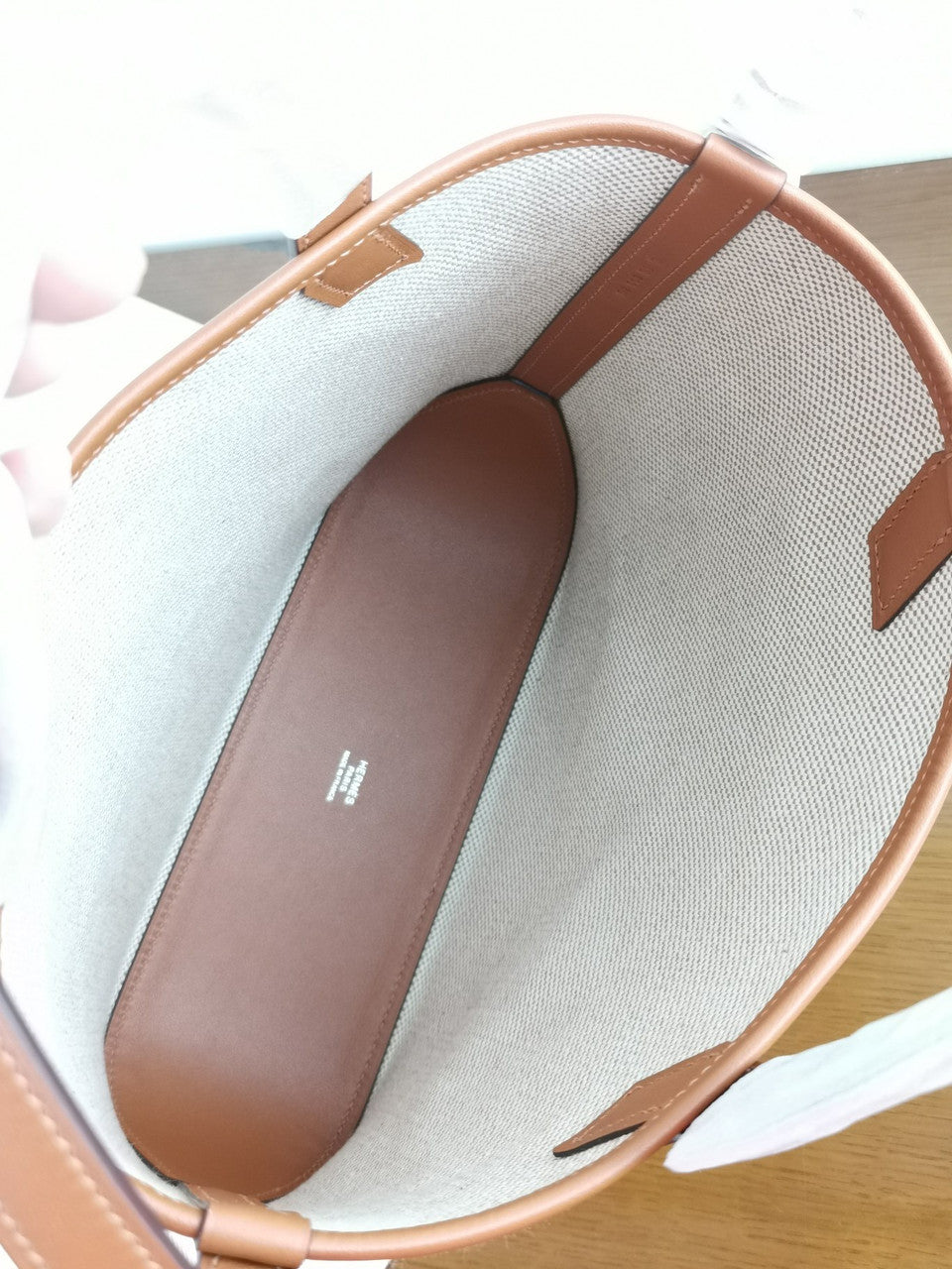 Hermes Cabas H en Biais 27 Ecru/Naturel/Gold Bag