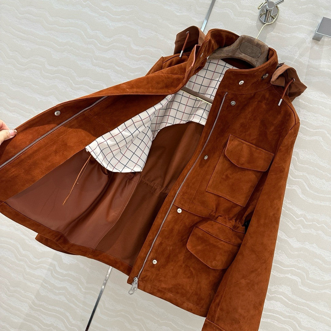 Loro Piana Mini Traveller Jacket  Lambskin Brown