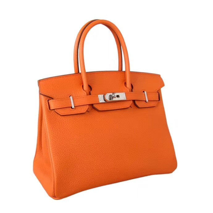Hermes Orange Birkin Bag 30cm Togo Leather Palladium Hardware