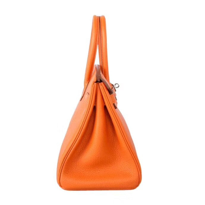 Hermes Orange Birkin Bag 30cm Togo Leather Palladium Hardware
