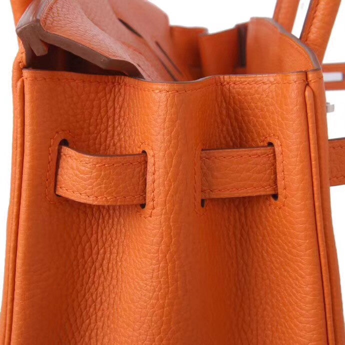 Hermes Orange Birkin Bag 30cm Togo Leather Palladium Hardware