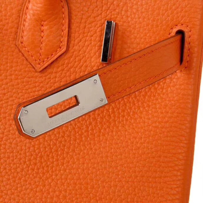 Hermes Orange Birkin Bag 30cm Togo Leather Palladium Hardware