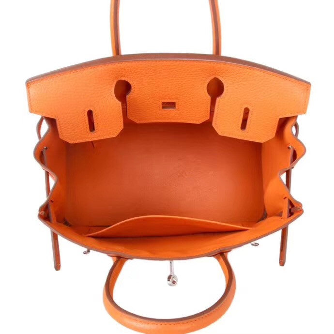Hermes Orange Birkin Bag 30cm Togo Leather Palladium Hardware