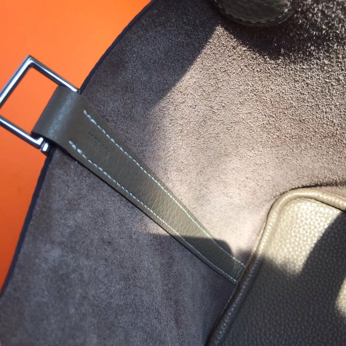 Hermes  18 Etoupe Picotin Lock GM Togo Leather Bag