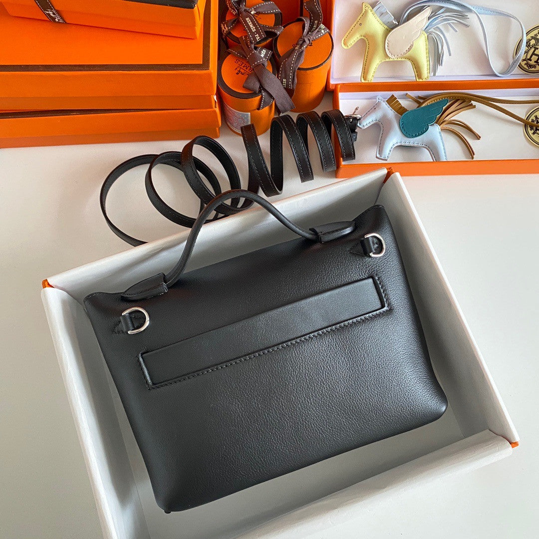 Hermès Mini 24/24 – 21 Bag Black Evercolor/Swift leather Palladium Hardware
