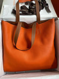 Hermes Double Sens Tote 30 Orange/Gold