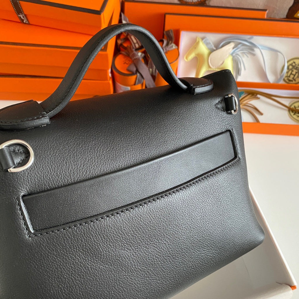 Hermès Mini 24/24 – 21 Bag Black Evercolor/Swift leather Palladium Hardware
