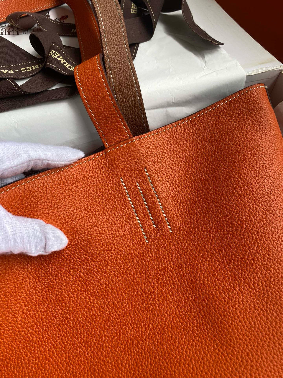 Hermes Double Sens Tote 30 Orange/Gold