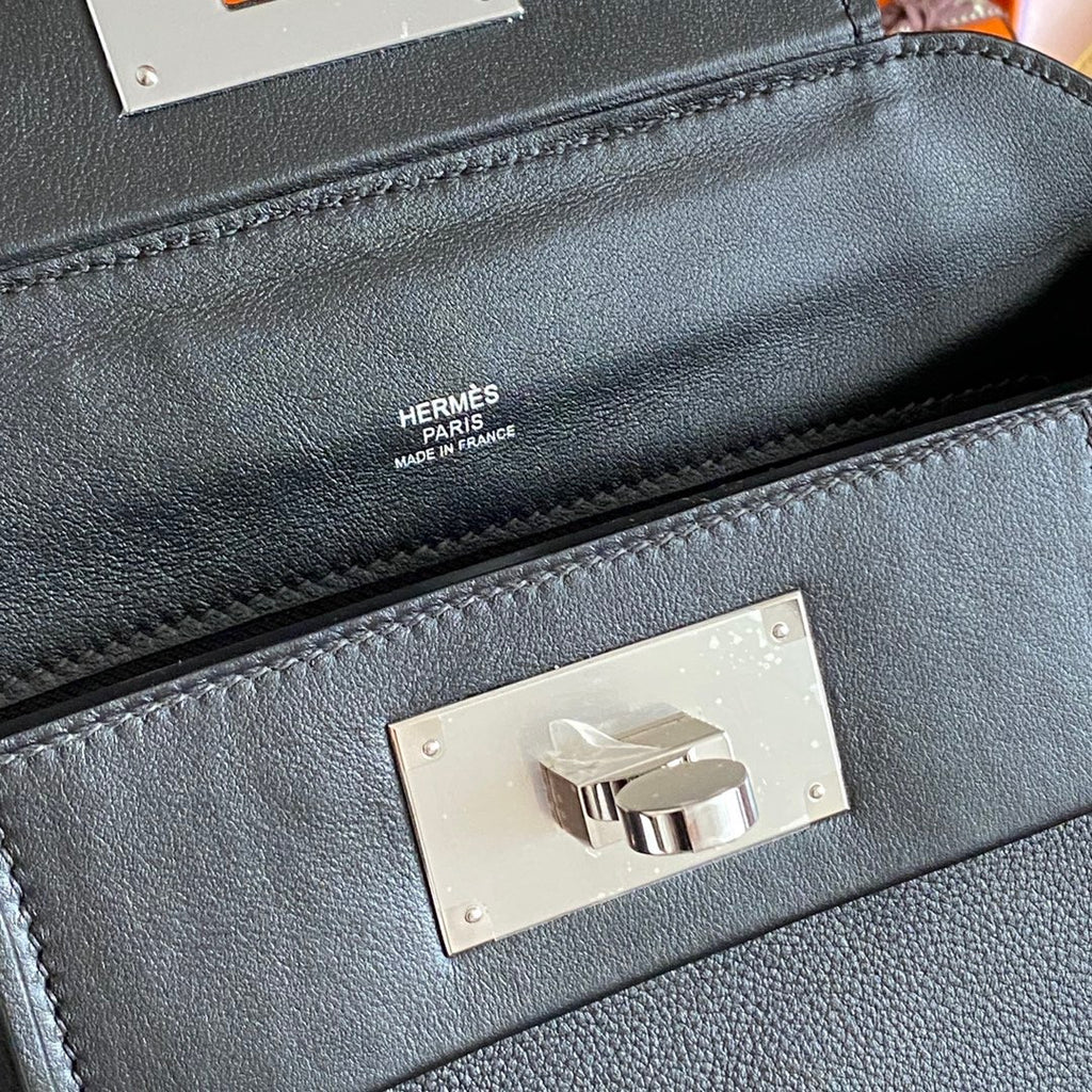 Hermès Mini 24/24 – 21 Bag Black Evercolor/Swift leather Palladium Hardware
