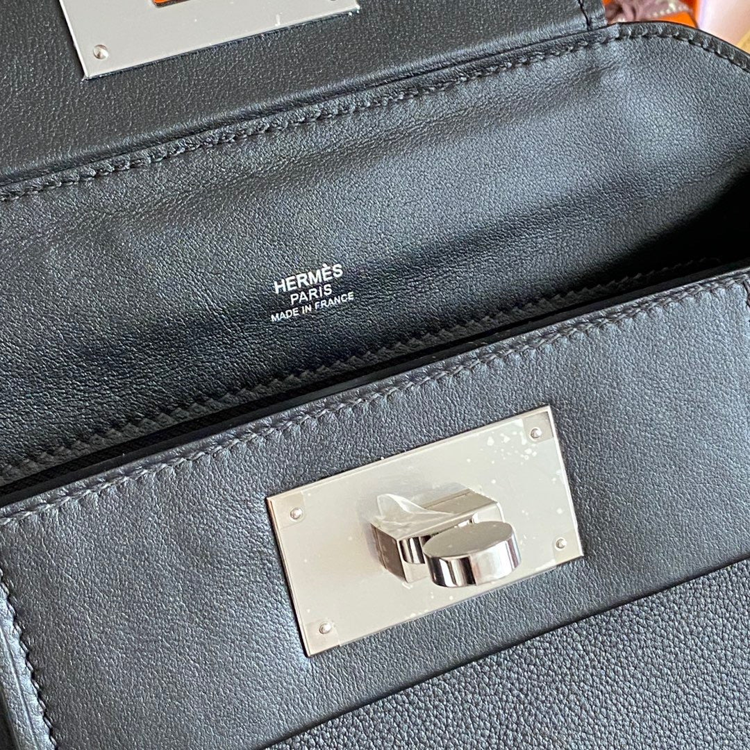 Hermès Mini 24/24 – 21 Bag Black Evercolor/Swift leather Palladium Hardware