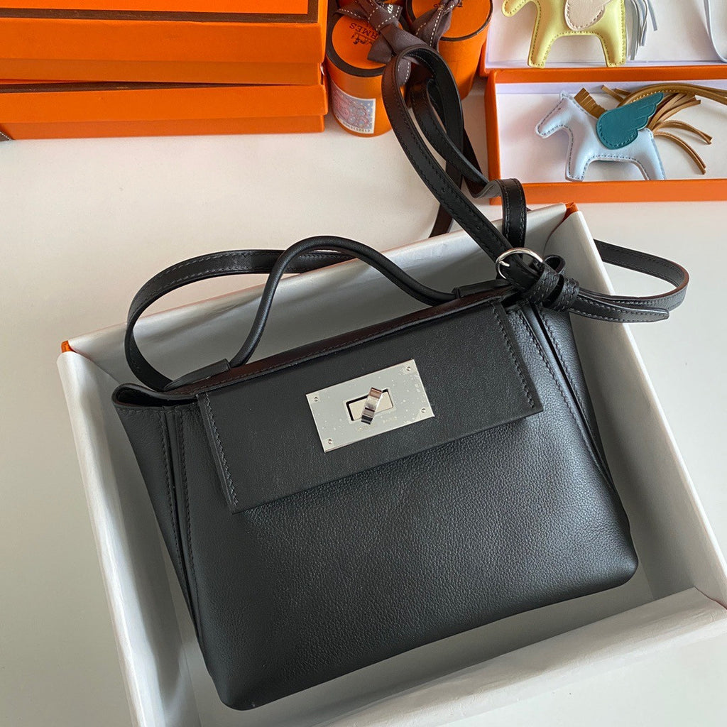 Hermès Mini 24/24 – 21 Bag Black Evercolor/Swift leather Palladium Hardware