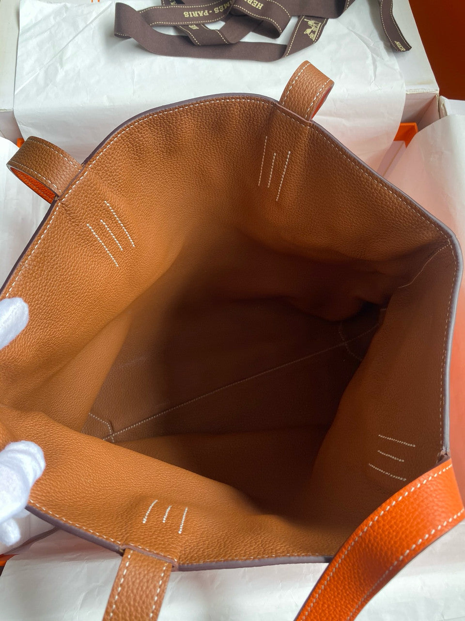 Hermes Double Sens Tote 30 Orange/Gold