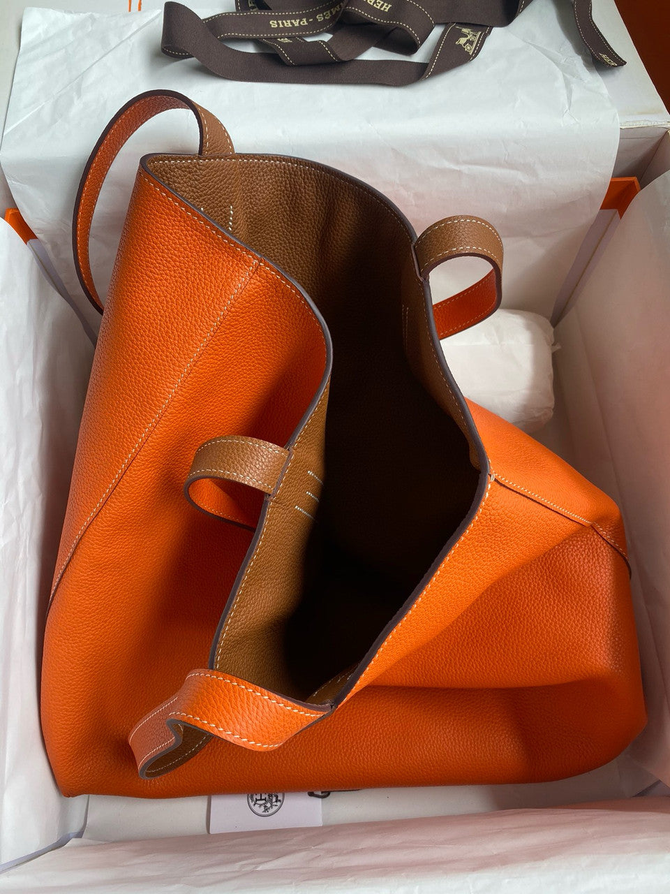 Hermes Double Sens Tote 30 Orange/Gold