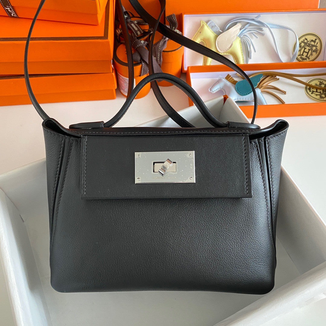 Hermès Mini 24/24 – 21 Bag Black Evercolor/Swift leather Palladium Hardware