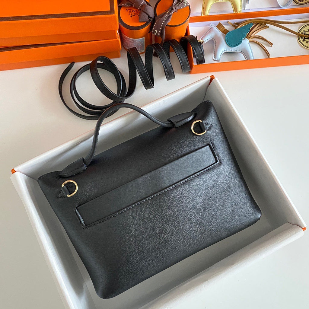 Hermès Mini 24/24 – 21 Bag Black Evercolor/Swift leather Gold Hardware