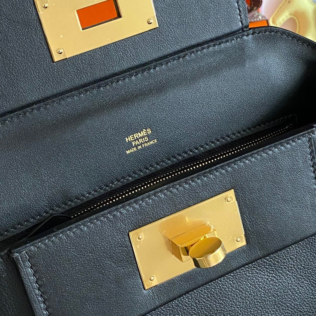 Hermès Mini 24/24 – 21 Bag Black Evercolor/Swift leather Gold Hardware