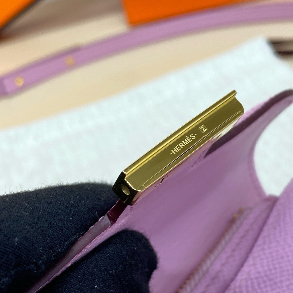 Hermès Constance Slim wallet Mauve Sylvestre Epsom leather with gold hardware