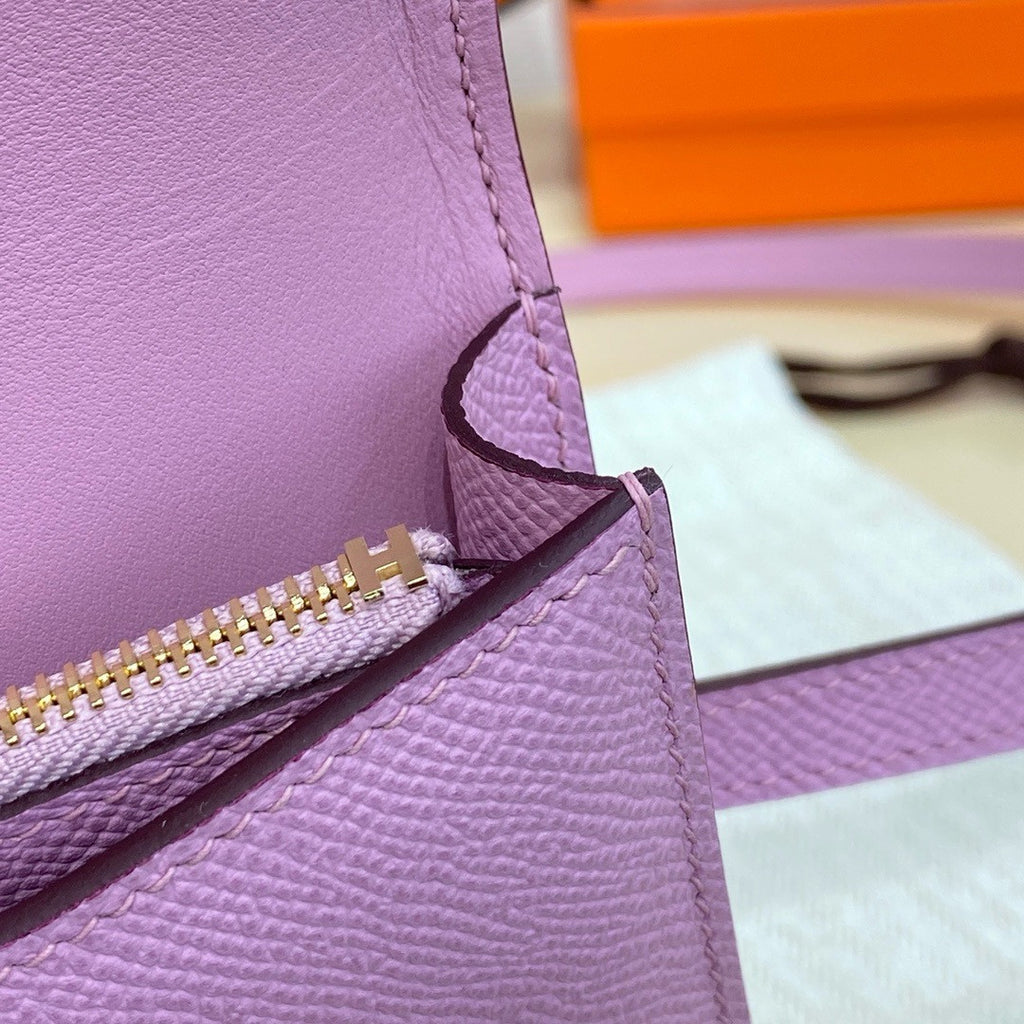 Hermès Constance Slim wallet Mauve Sylvestre Epsom leather with gold hardware