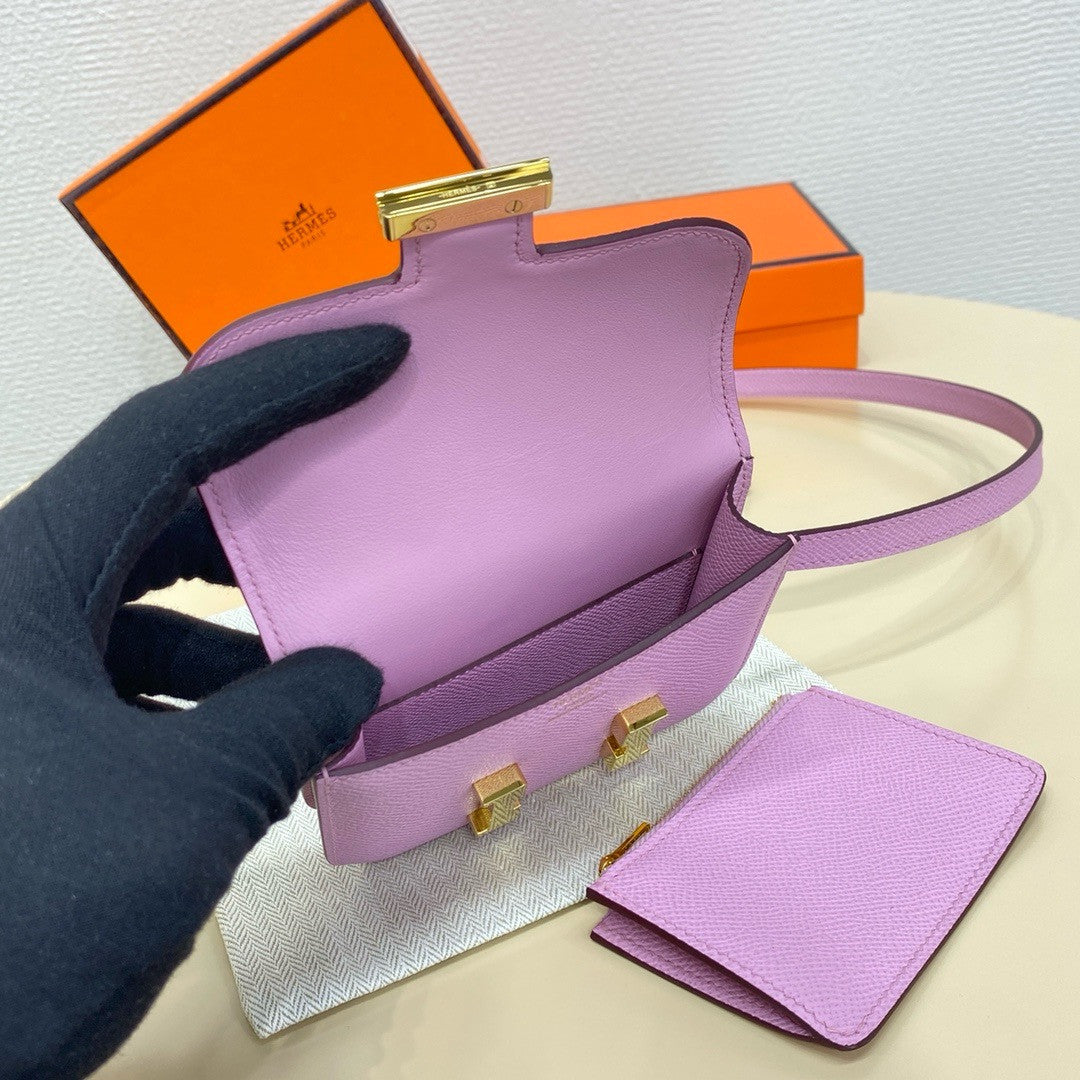 Hermès Constance Slim wallet Mauve Sylvestre Epsom leather with gold hardware