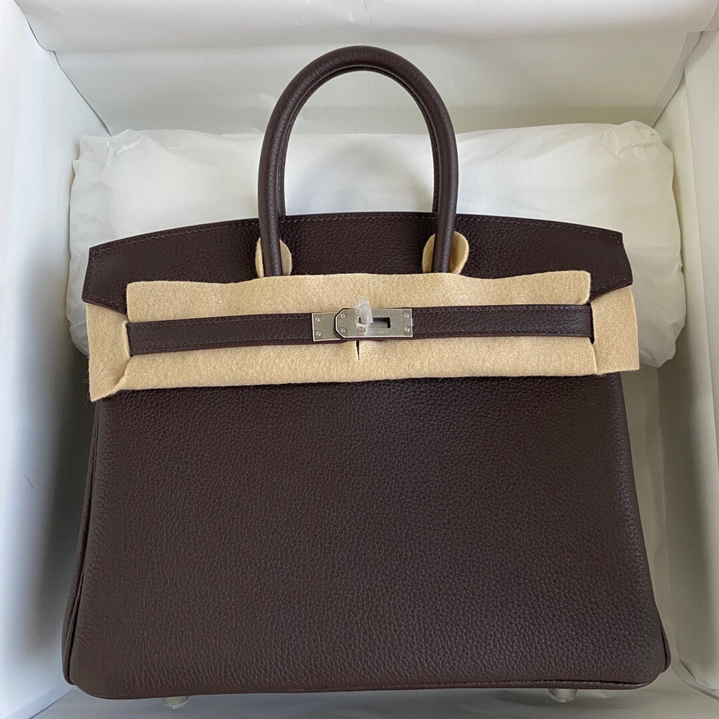 Hermes  46 Ebene Birkin 25 cm Togo Palladium Hardware