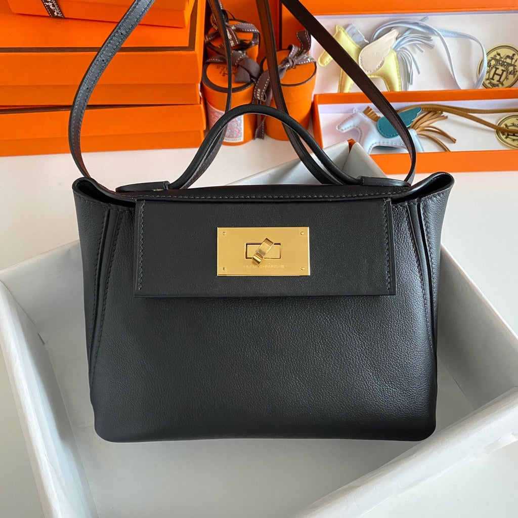 Hermès Mini 24/24 – 21 Bag Black Evercolor/Swift leather Gold Hardware