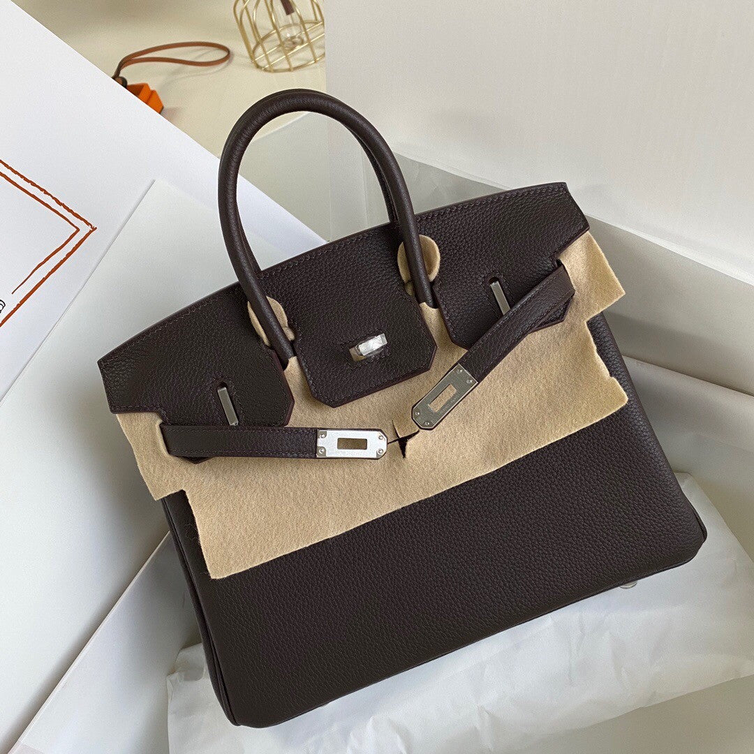 Hermes  46 Ebene Birkin 25 cm Togo Palladium Hardware