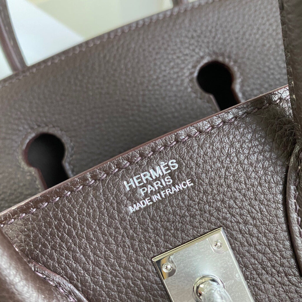 Hermes  46 Ebene Birkin 25 cm Togo Palladium Hardware