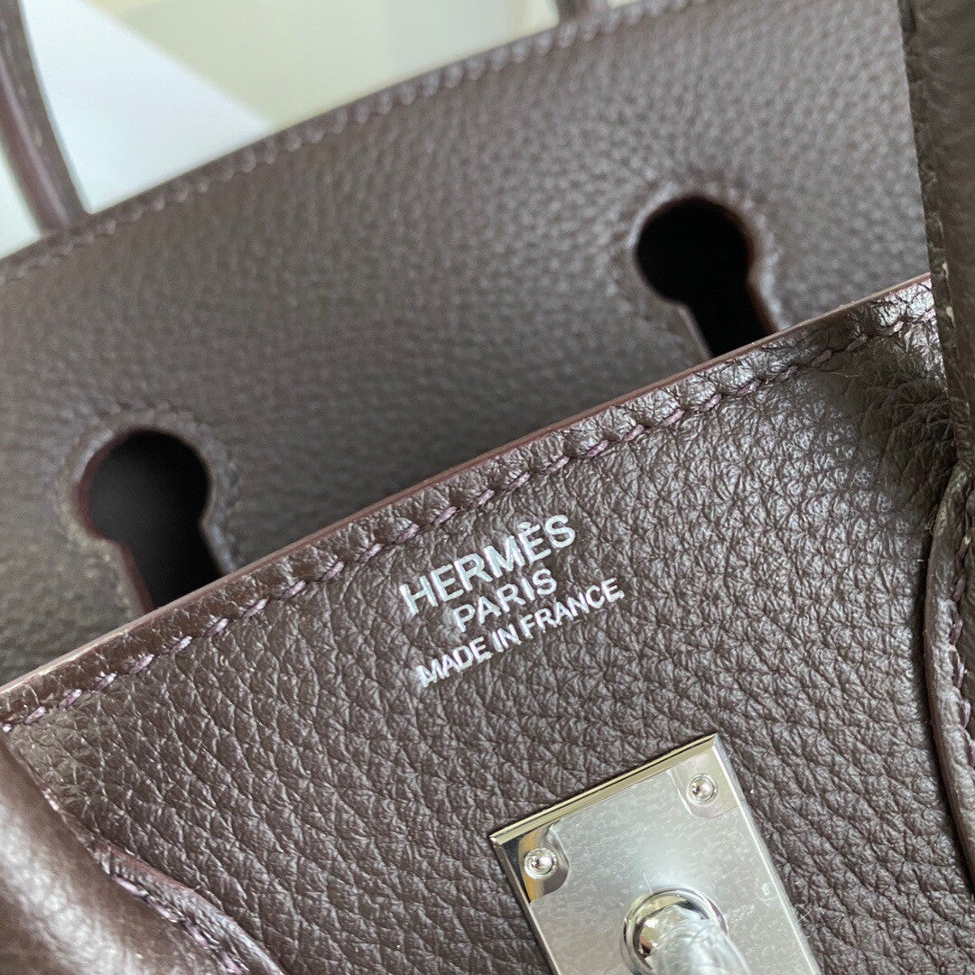 Hermes  46 Ebene Birkin 25 cm Togo Palladium Hardware