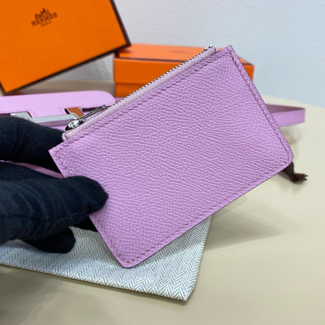 Hermès Constance Slim wallet Mauve Sylvestre Epsom leather with gold hardware